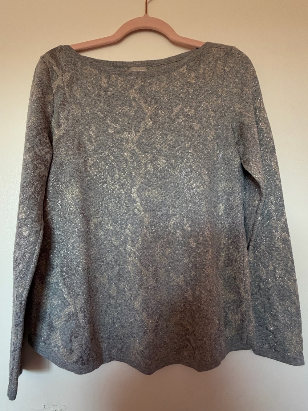 Holiday Sweater Winter Chico's Gray Long-Sleeve Knit size Small